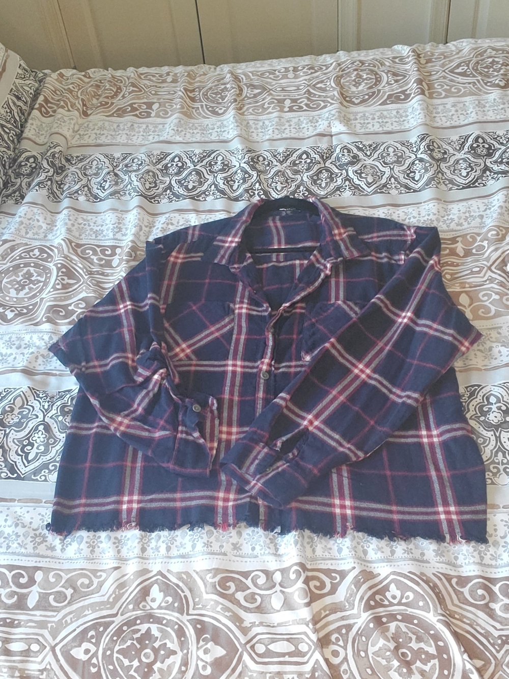 Women's Navy & Red Plaid Button-Down Shirt